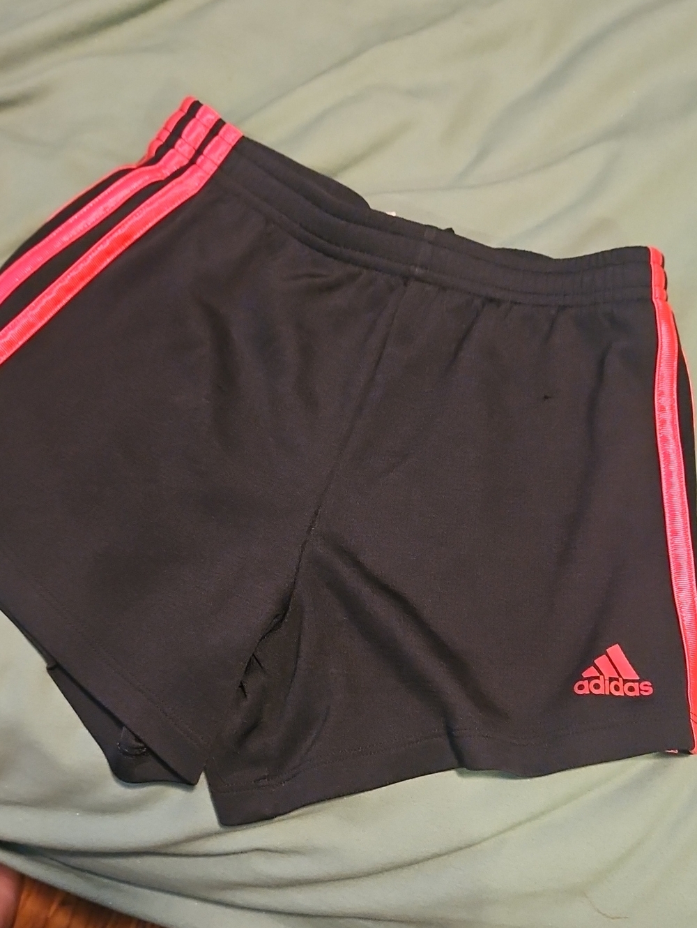adidas Women's Black Athletic Shorts with Pink Accent Stripes